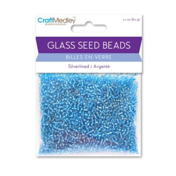 🆕 NEW Glass Seed Beads Silverlined 60Gms Light Blue - Picture 2 of 4